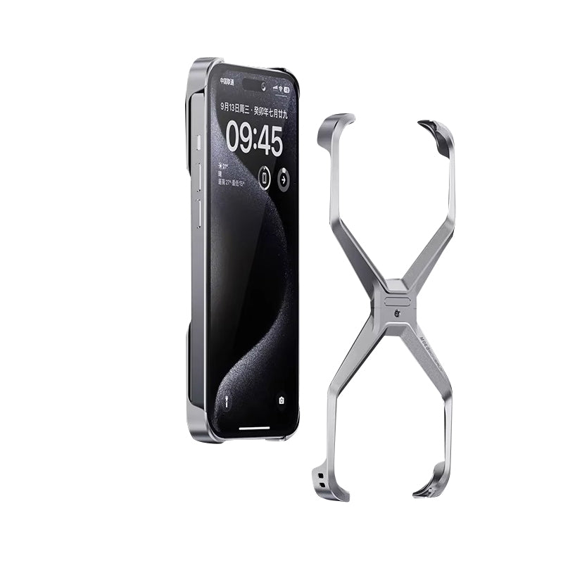 Luxury Apple iPhone Case, MagSafe Compatible, Camera Lens & Screen Protection, Ultra Thin, Shockproof, Magnetic Full All Around Cover – Rimless Aluminum X-Frame Case with Heat Dissipation & Removable Armor Design