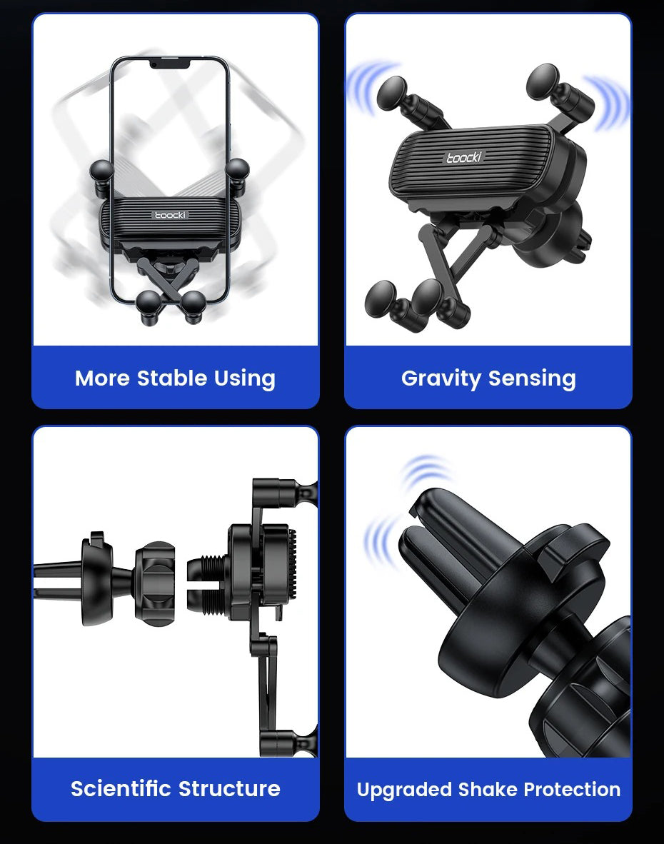 Premium Gravity Car Phone Holder – Dashboard & Air Vent Mount, Auto Lock Bracket, 360° Rotation, Anti-Slip, Universal Fit for 4.7-7" Smartphones