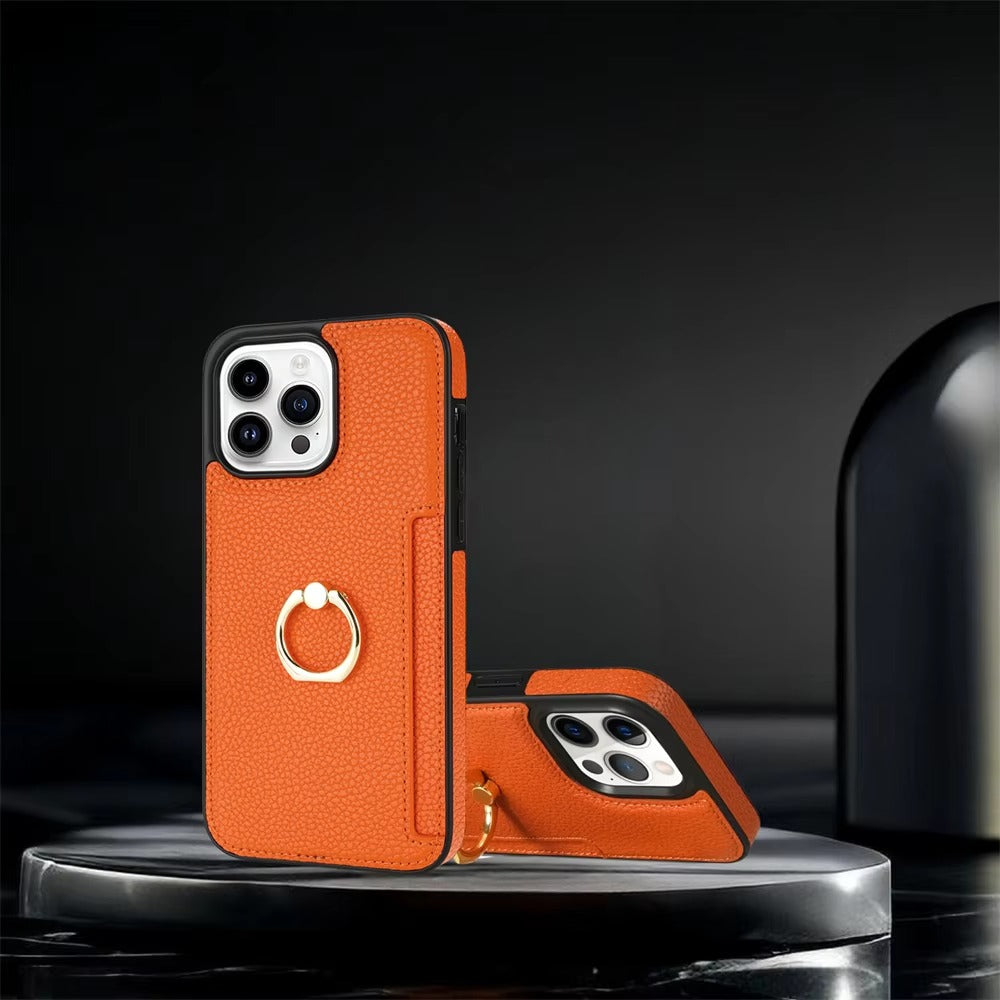 Luxury Card Slot Litchi Leather Apple iPhone Case, MagSafe Compatible, Ultra Thin Magnetic Shockproof Full Cover