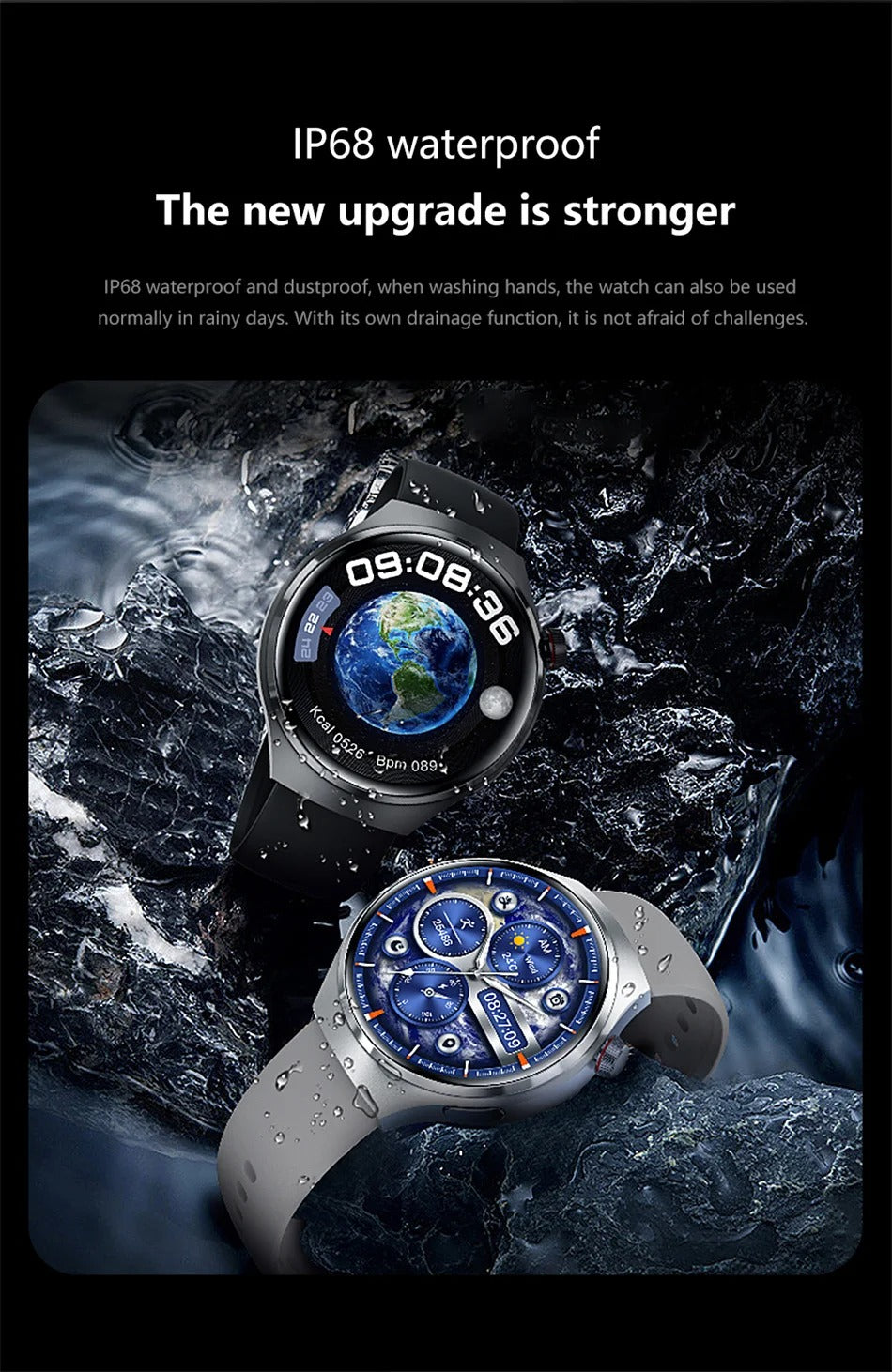 NFC GPS Smartwatch for Men – 1.6" AMOLED Display, Bluetooth Calling, Health & Fitness Tracker, Sleep Monitor, IP68 Waterproof, Long Battery Life, Voice Assistant