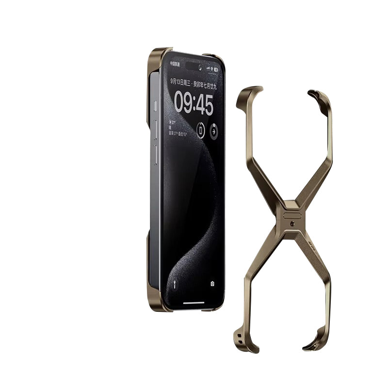 Luxury Apple iPhone Case, MagSafe Compatible, Camera Lens & Screen Protection, Ultra Thin, Shockproof, Magnetic Full All Around Cover – Rimless Aluminum X-Frame Case with Heat Dissipation & Removable Armor Design