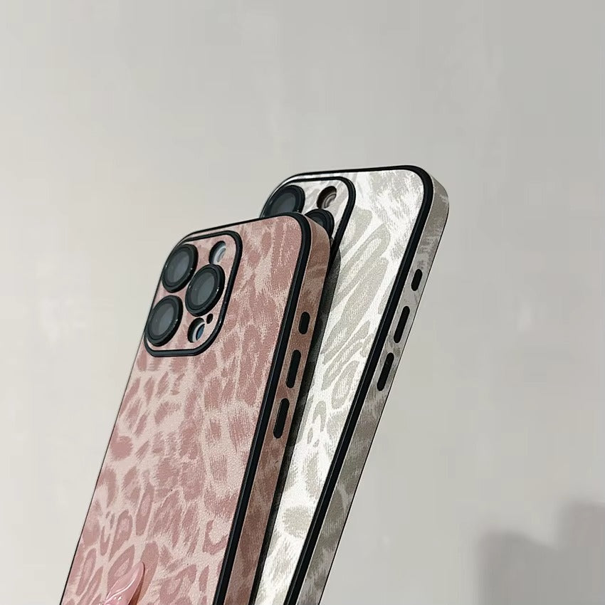 Luxury Apple iPhone Case MagSafe Compatible, Camera Lens & Screen Protection, Ultra Thin Shockproof Magnetic Full All Around Protection Cover with Wrist Strap & Leopard Design