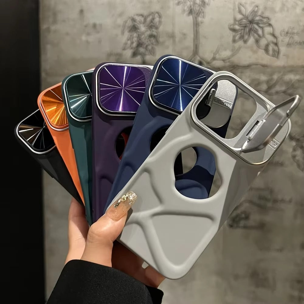 Luxury Apple iPhone Case Ultra Thin Shockproof Magnetic Full All Around Protection Cover with Matte Bracket & Logo Window