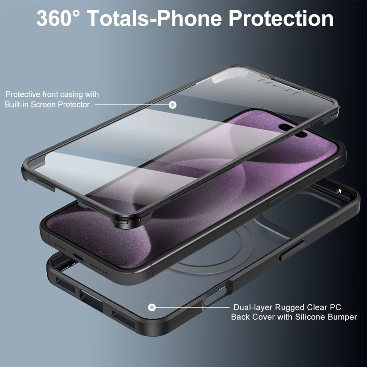 Luxury Apple iPhone Case MagSafe Compatible Ultra Thin Magnetic All Around Protection Cover with Double Touch Clear Design