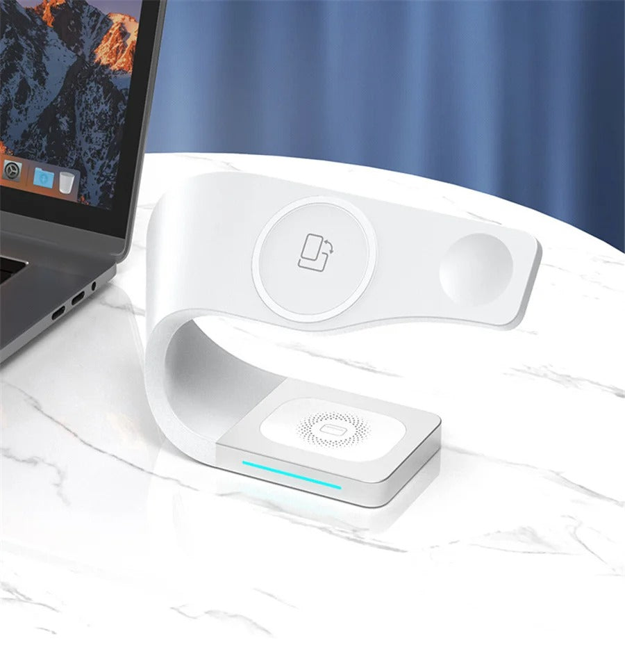 Premium 4 in 1 Magnetic Wireless Charging Station – 15W Fast Charger Dock with LED Indicator for Phones, Apple Watch, AirPods and USB Devices