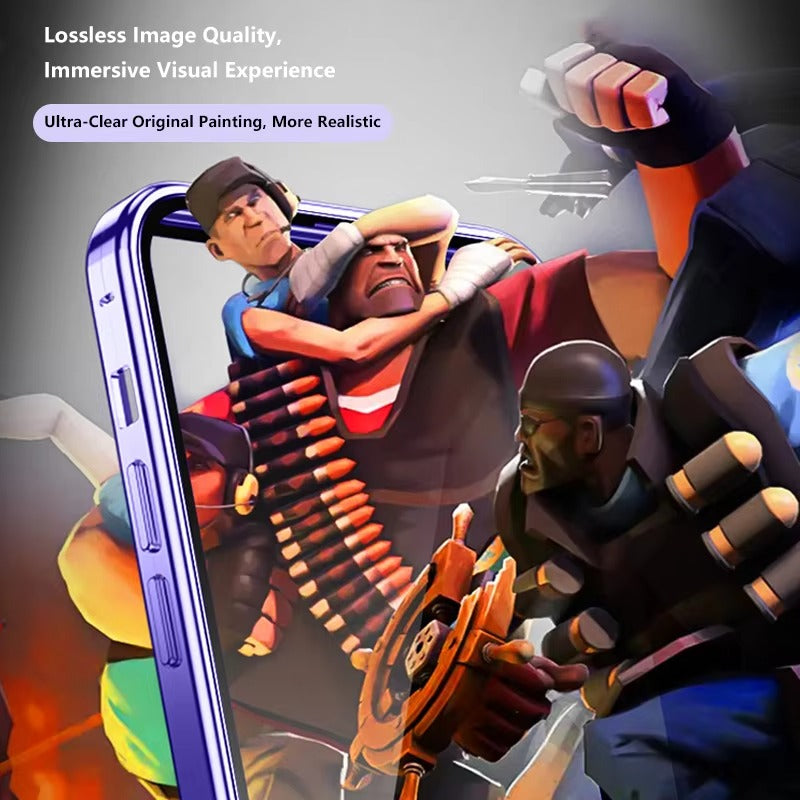 High Quality Apple iPhone Case MagSafe Compatible, Camera Lens & Screen Protection Cover with Double Glass Metal Buckle