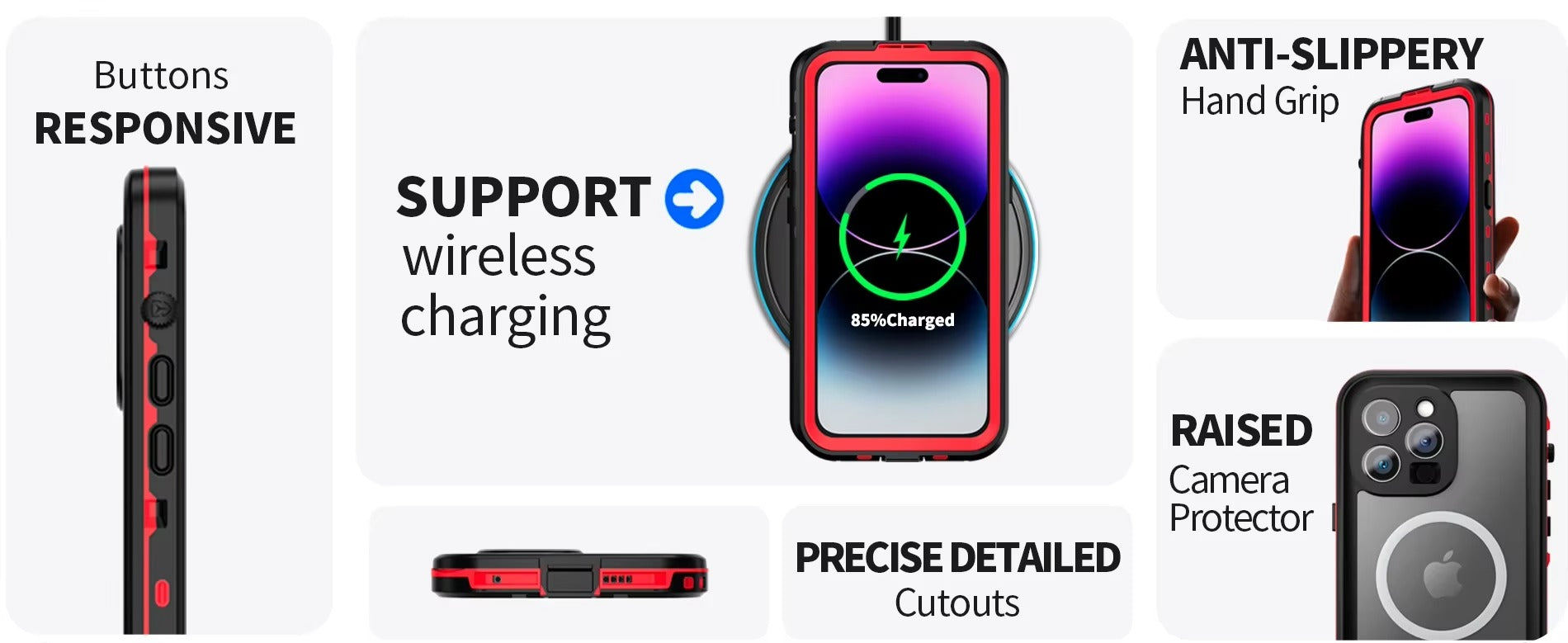 Robust Apple iPhone Case MagSafe Compatible, Camera Lens & Screen Protection, Ultra Thin Shockproof Magnetic Full All Around Protection Cover with IP68 Waterproof Diving Design