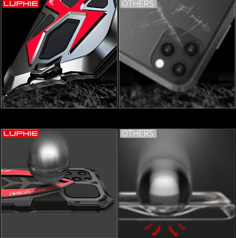 Robust Apple iPhone Case, MagSafe Compatible, Camera Lens & Screen Protection, Ultra Thin, Shockproof, Magnetic Full All Around Cover – 360° Full-Dome Armor Metal Case with Aluminum Bumper & Hybrid Rugged Protection