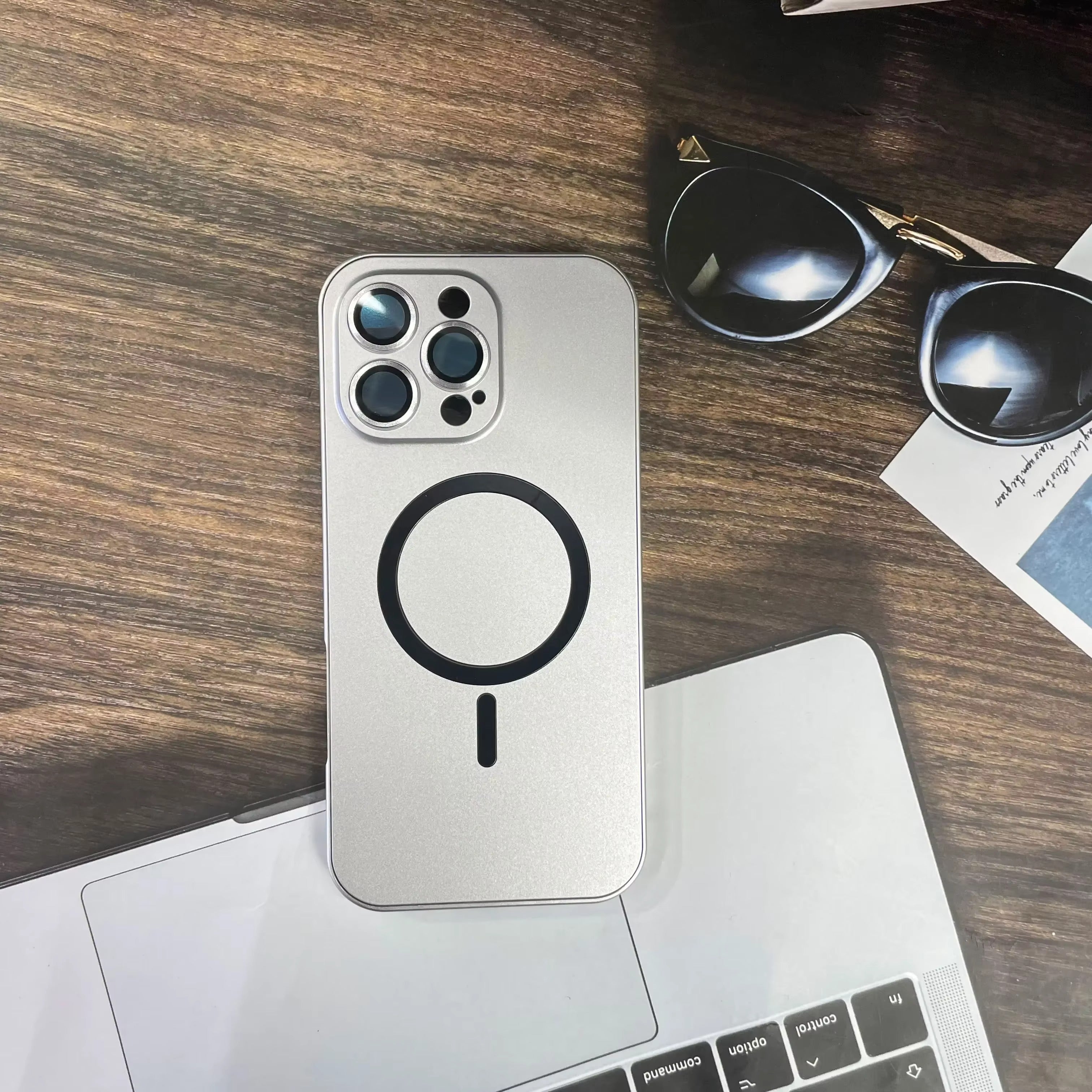 Premium Apple iPhone Case, MagSafe Compatible, Camera Lens & Screen Protection, Ultra Thin, Shockproof, Magnetic Full All Around Cover – Aluminum Metal Frame Case with Hard PC Back for Stylish Impact Protection