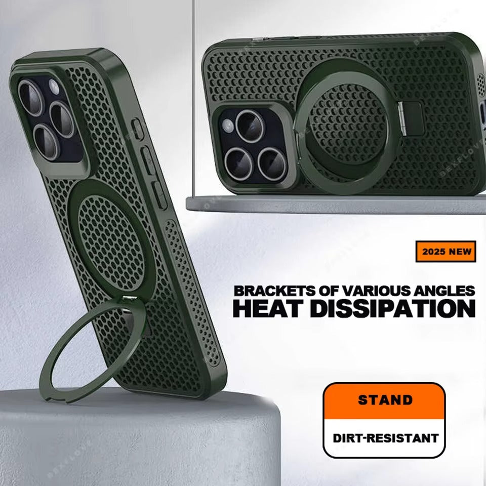 Luxury Apple iPhone Case, MagSafe Compatible, Camera Lens & Screen Protection, Ultra Thin, Shockproof, Magnetic Full All Around Cover – Matte Magnetic Case with Holder, Heat Dissipation & Wireless Charging Support