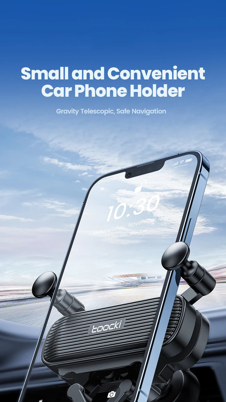 Premium Gravity Car Phone Holder – Dashboard & Air Vent Mount, Auto Lock Bracket, 360° Rotation, Anti-Slip, Universal Fit for 4.7-7" Smartphones