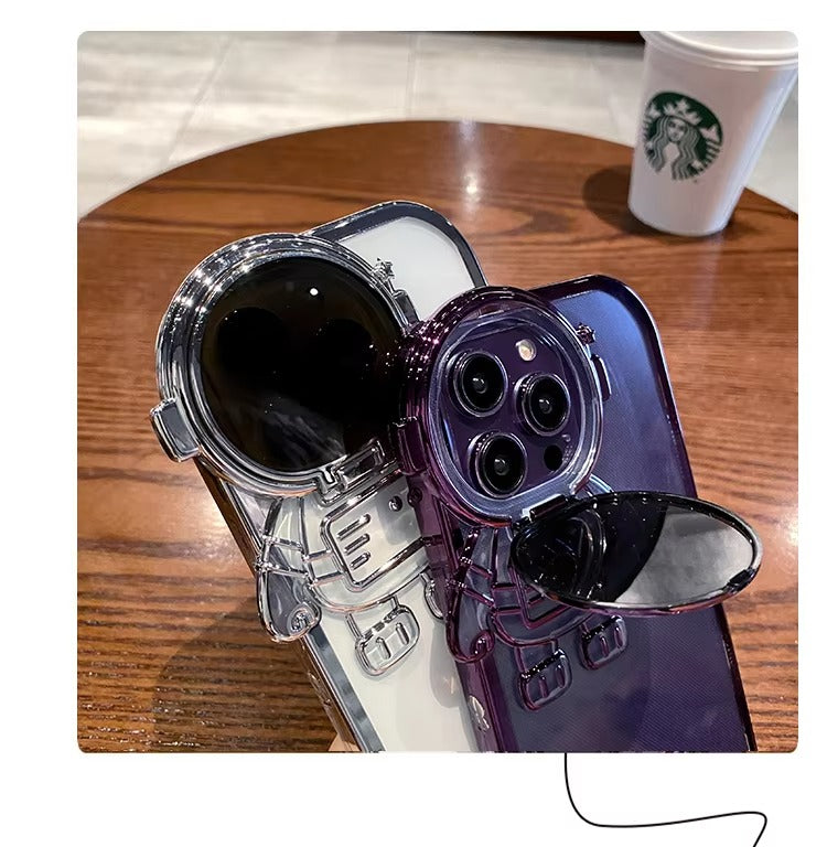 Premium Apple iPhone Case, MagSafe Compatible, Camera Lens and Screen Protection, Ultra Thin, Shockproof, Magnetic, Full All Around Protection, Astronaut Stand Clear Cover