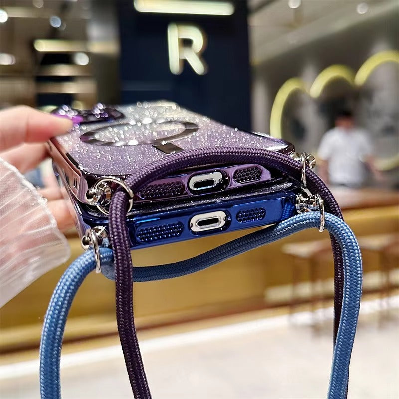 Luxury Apple iPhone Case, MagSafe Compatible, Camera Lens & Screen Protection, Ultra Thin, Shockproof, Magnetic Full All Around Cover – Glitter Crossbody Plating TPU Soft Back Case