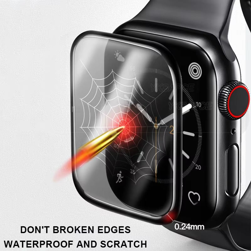 Premium 3D Full Cover Tempered Glass Screen Protector for Apple Watch – Anti-Fingerprint, Shockproof Case Bundle 38mm–49mm