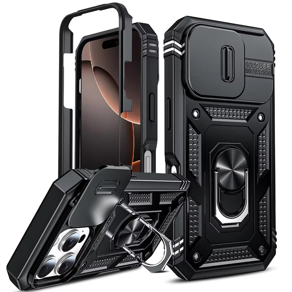 Robust Apple iPhone Case, MagSafe Compatible, Camera Lens and Screen Protection, Ultra Thin, Shockproof, Magnetic, Full All Around Protection, Slide Rotating Armor Cover