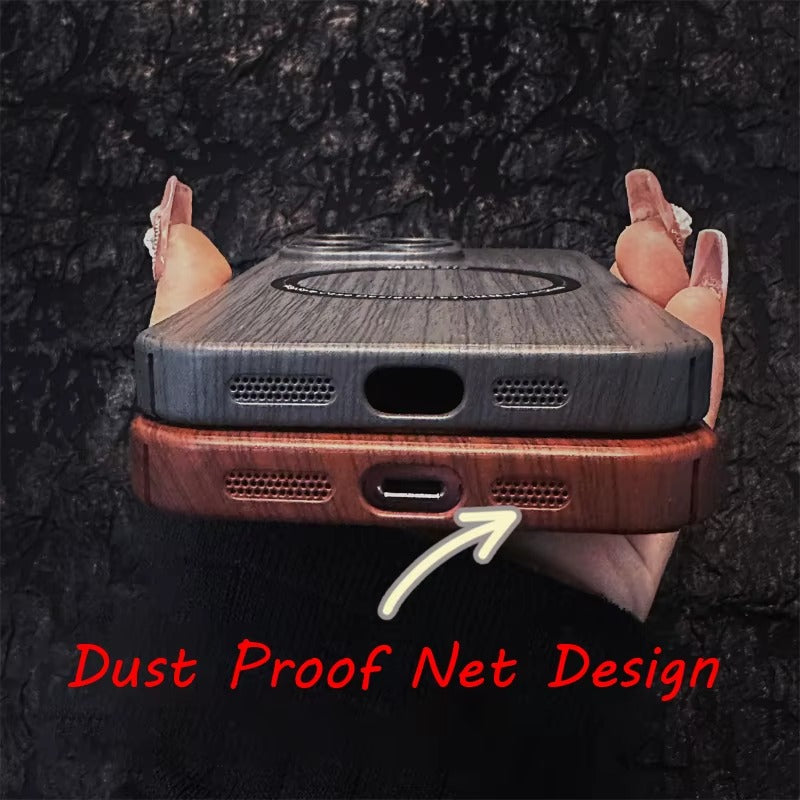 Premium Apple iPhone Case, MagSafe Compatible, Camera Lens Protection, Full All Around Protection, Wood Grain Back Cover