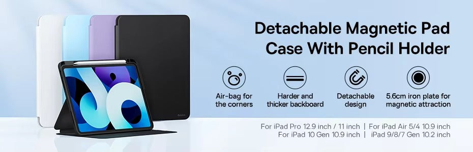 Premium Magnetic iPad Case with Pencil Holder – Slim Smart Cover with Auto SleepCompatible with 10.2", 10.9", 11", 12.9" Tablets