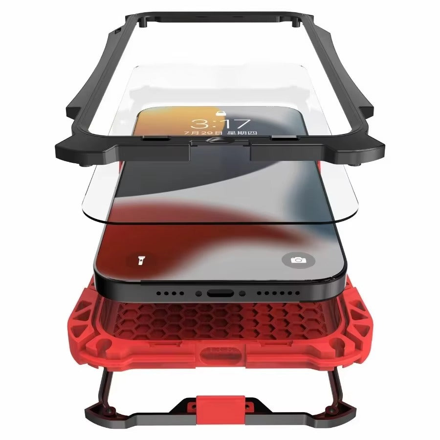 Robust Apple iPhone Case, MagSafe Compatible, Camera Lens & Screen Protection, Ultra Thin, Shockproof, Magnetic Full All Around Cover – Hard Metal Armor Case with Aluminum Alloy & TPU Silicone Shockproof Design