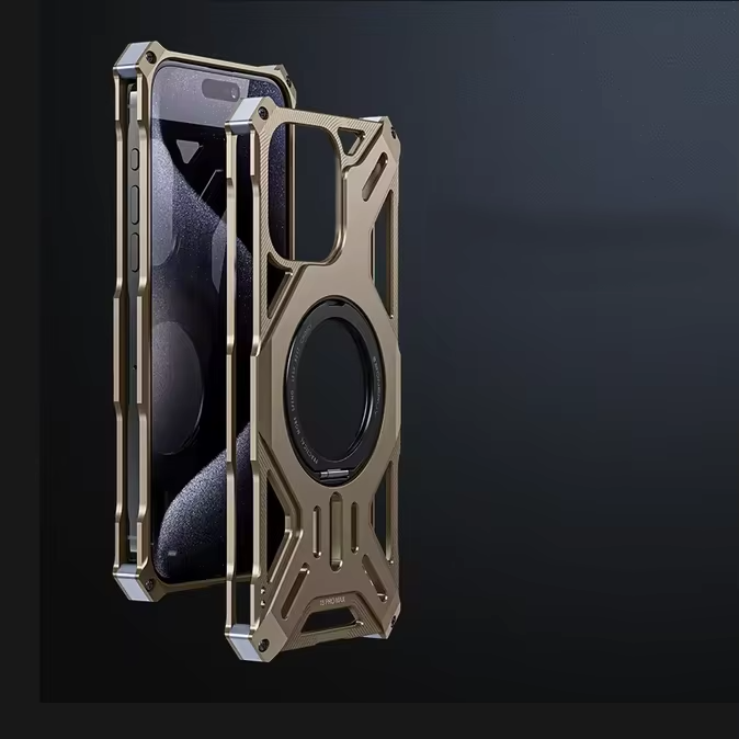 Luxury Apple iPhone Case, MagSafe Compatible, Camera Lens & Screen Protection, Ultra Thin, Shockproof, Magnetic Full All Around Cover – Magnetic Bracket Case with Fashion Aluminum Alloy Frame for Stylish Protection