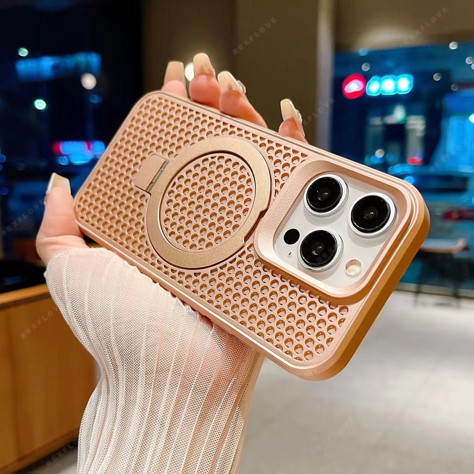 Luxury Apple iPhone Case, MagSafe Compatible, Camera Lens & Screen Protection, Ultra Thin, Shockproof, Magnetic Full All Around Cover – Matte Magnetic Case with Holder, Heat Dissipation & Wireless Charging Support