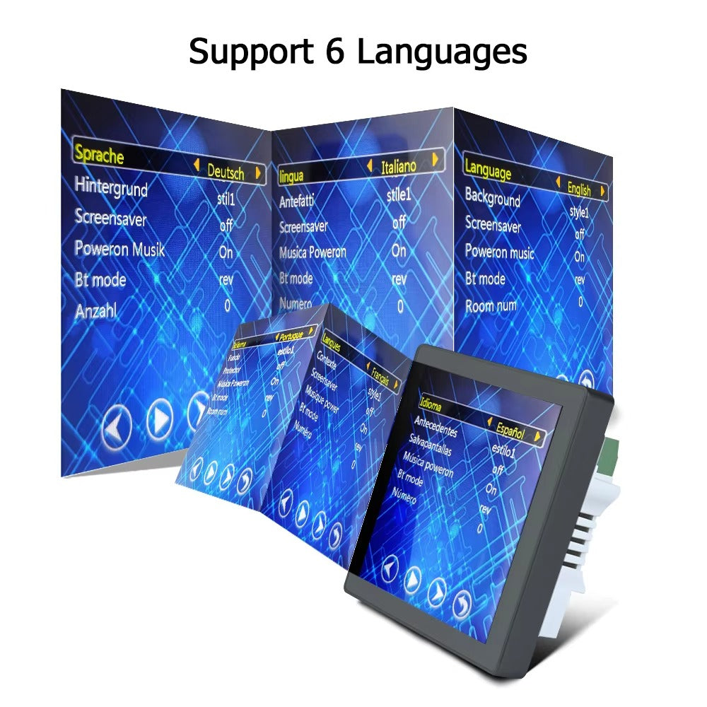 Premium Bluetooth Wall Amplifier for iPhone, 2.8" HD Touchscreen Music Control Panel, Smart Home Stereo System with FM, AUX,