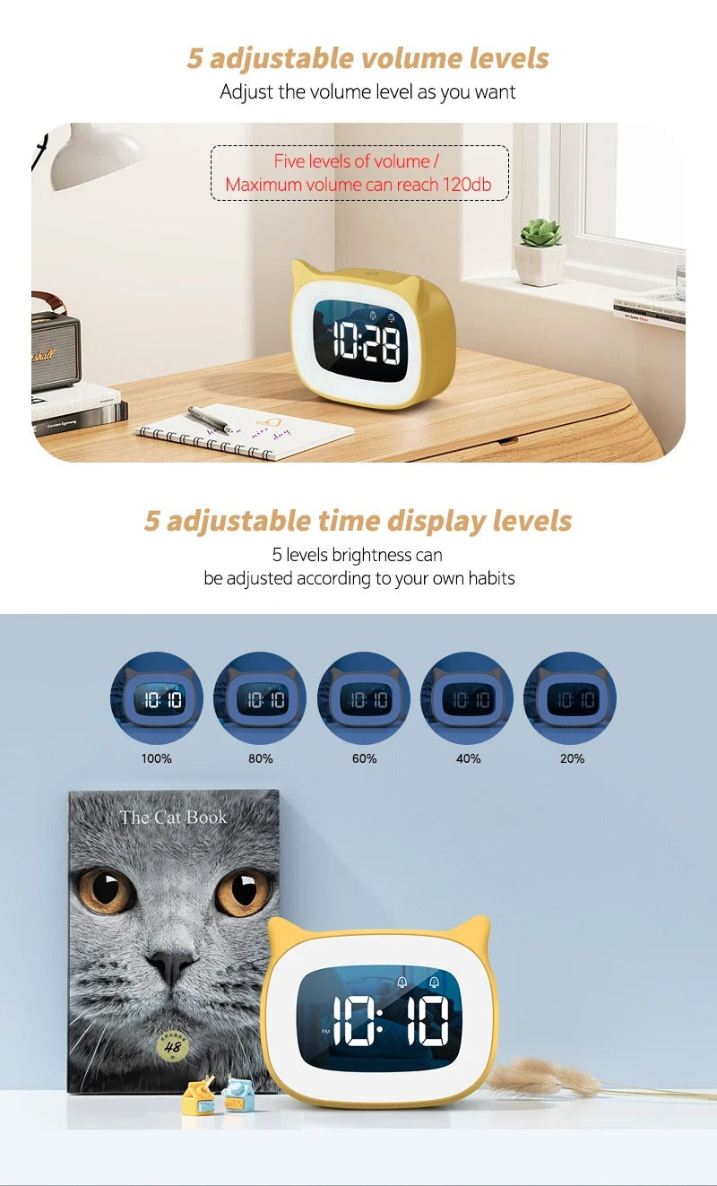 Premium Rechargeable LED Alarm Clock for iPhone Users – Touch Control Night Light, Always-On Display, 12/24H Music Desk Clock