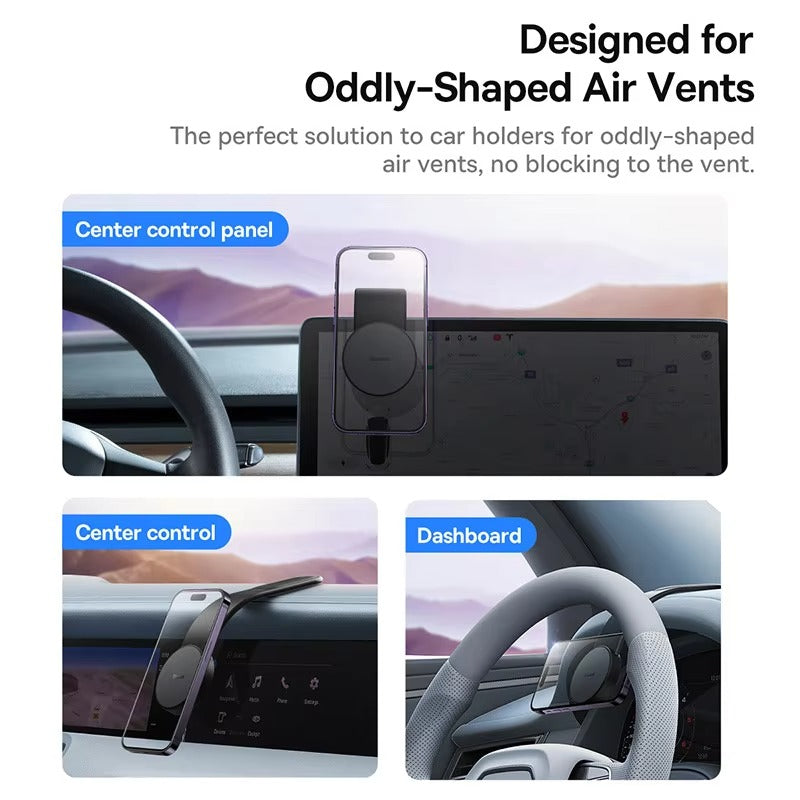 Robust Magnetic Car Phone Holder with 15W Wireless Charging – Foldable Dashboard Mount, Strong Grip, Universal for iPhone & Android, Mini Design