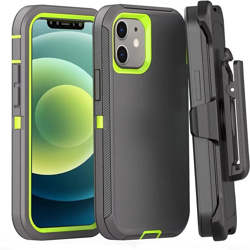 Robust Apple iPhone Case, MagSafe Compatible, Camera Lens & Screen Protection, Ultra Thin, Shockproof, Magnetic Full All Around Cover – 3-in-1 Defender Armor Rugged Case with Back Belt Clip & Full Body Protection