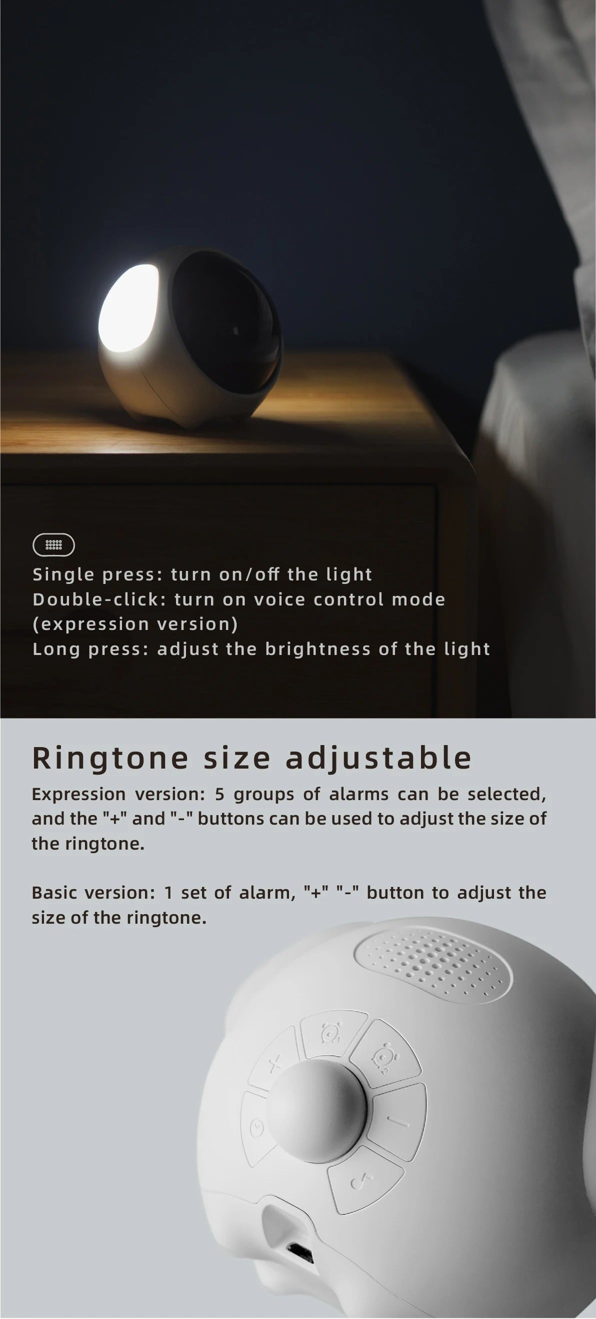 Luxury LED Digital Alarm Clock – Multifunction Voice Control Night Light with Snooze, Temperature Display, Dual Alarms, Music, Modern Home Design