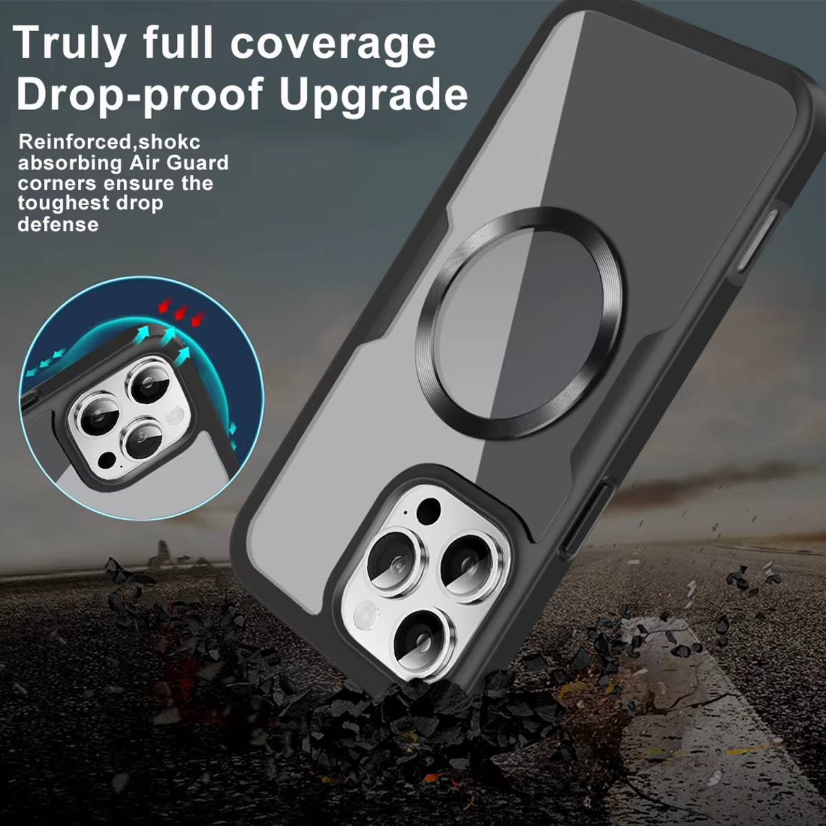 Luxury Apple iPhone Case MagSafe Compatible Ultra Thin Magnetic All Around Protection Cover with Double Touch Clear Design