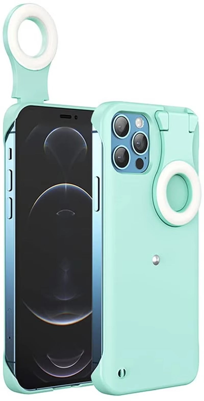 Luxury Apple iPhone Case, MagSafe Compatible, Camera Lens & Screen Protection, Ultra Thin, Shockproof, Magnetic Full All Around Cover – Built-in LED Selfie Ring Light Back Glow Case