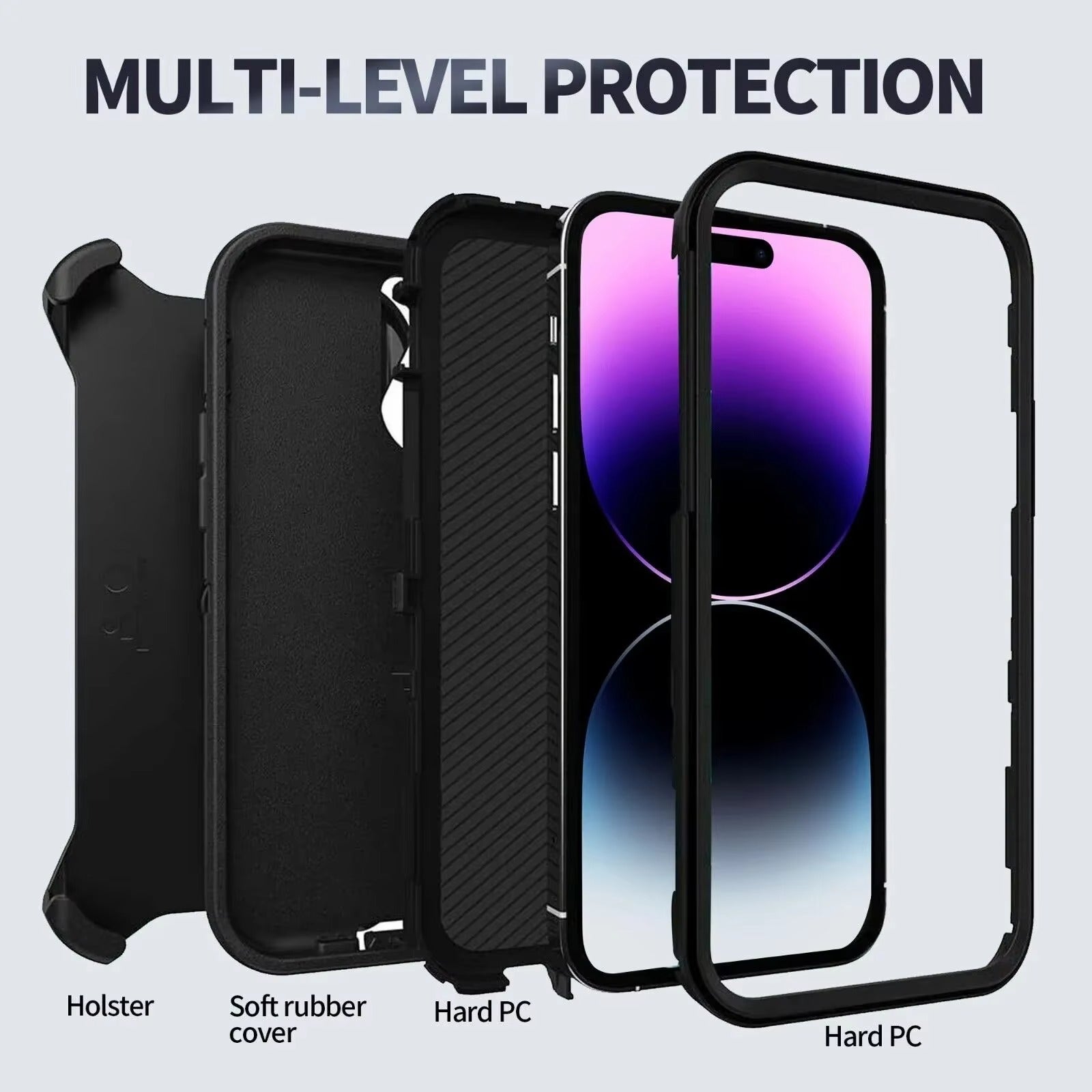 Robust Apple iPhone Case, MagSafe Compatible, Camera Lens & Screen Protection, Ultra Thin, Shockproof, Magnetic Full All Around Cover – Slide Belt Clip Holster Case with Kickstand Holder & Heavy Duty Back Protection