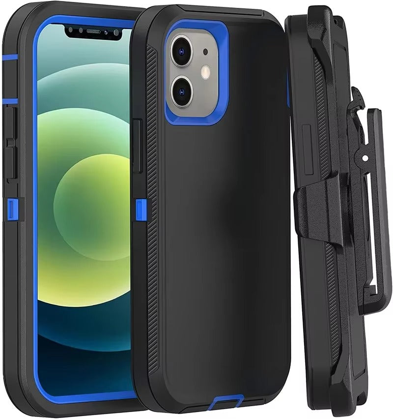 Robust Apple iPhone Case, MagSafe Compatible, Camera Lens & Screen Protection, Ultra Thin, Shockproof, Magnetic Full All Around Cover – 3-in-1 Defender Armor Rugged Case with Back Belt Clip & Full Body Protection