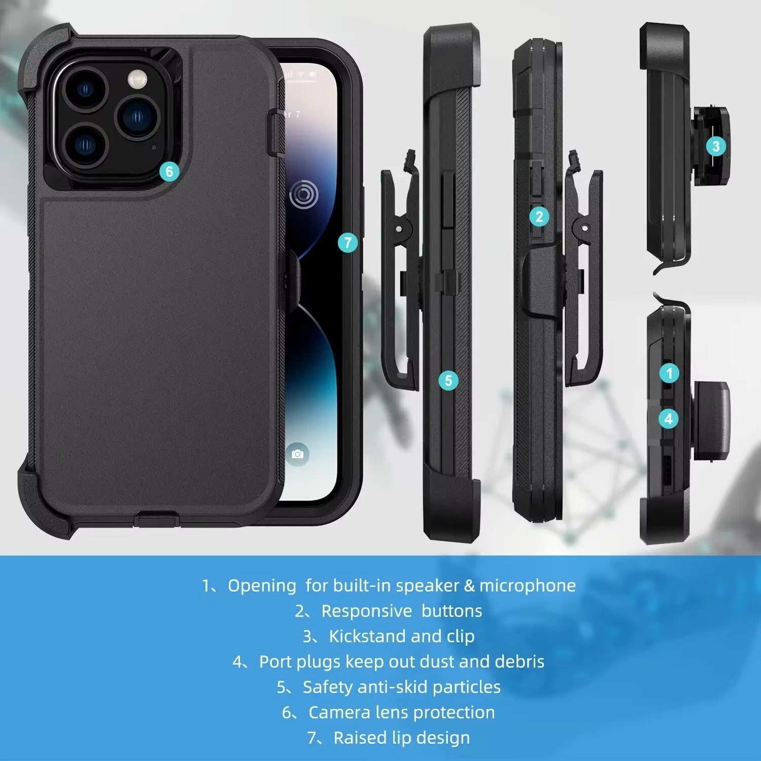 Robust Apple iPhone Case, MagSafe Compatible, Camera Lens & Screen Protection, Ultra Thin, Shockproof, Magnetic Full All Around Cover – Slide Belt Clip Holster Case with Kickstand Holder & Heavy Duty Back Protection