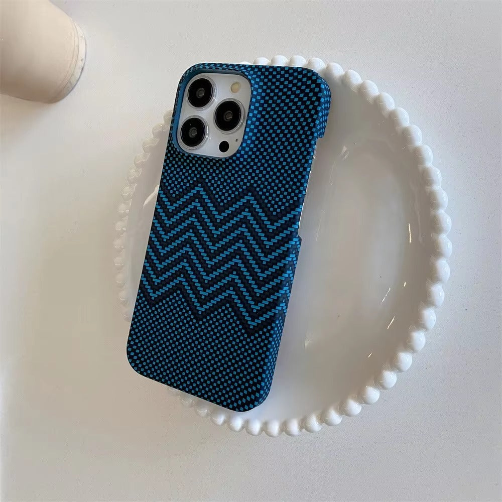 High Quality Apple iPhone Case, MagSafe Compatible, Camera Lens & Screen Protection, Ultra Thin, Shockproof, Magnetic Full All Around Cover – Business Carbon Fiber Pattern Case with Frameless Hard Armor Plastic Design