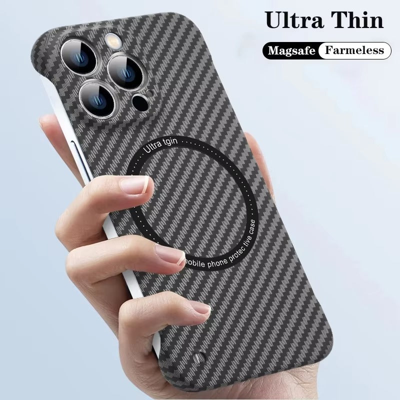 Luxury Carbon Fiber Apple iPhone Case, MagSafe Compatible Ultra Thin Magnetic Wireless Charging Support and Slim Frame Design