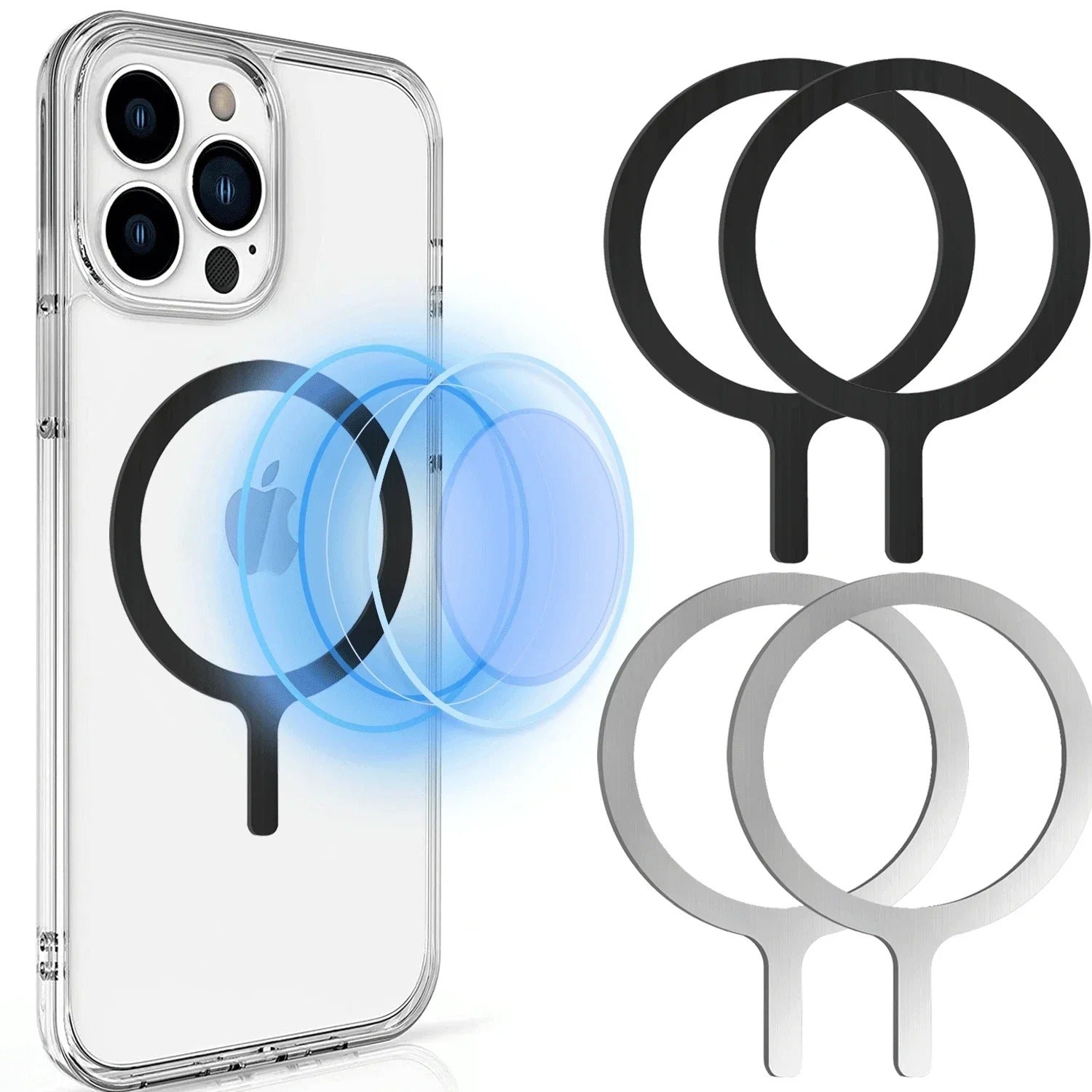 Universal Magnetic Ring Sticker for MagSafe Charger – Metal Alignment Plate for iPhone & Android, Wireless Charging Guide, Car Mount Support Plate