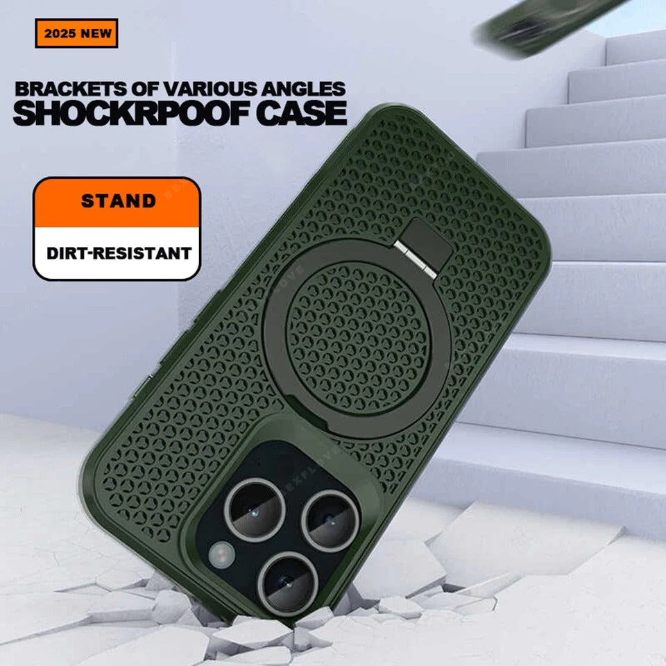 Luxury Apple iPhone Case, MagSafe Compatible, Camera Lens & Screen Protection, Ultra Thin, Shockproof, Magnetic Full All Around Cover – Matte Magnetic Case with Holder, Heat Dissipation & Wireless Charging Support