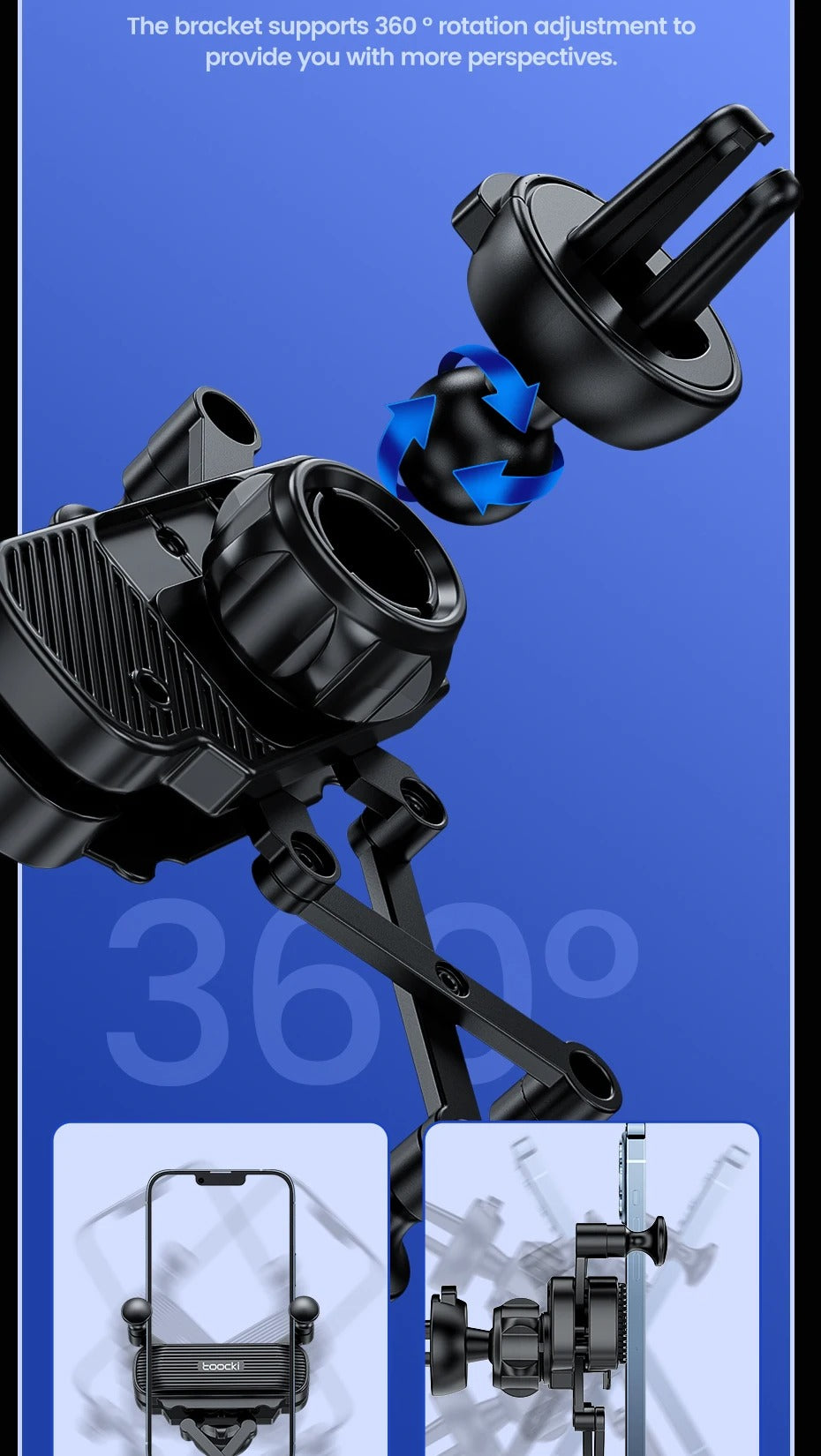 Premium Gravity Car Phone Holder – Dashboard & Air Vent Mount, Auto Lock Bracket, 360° Rotation, Anti-Slip, Universal Fit for 4.7-7" Smartphones