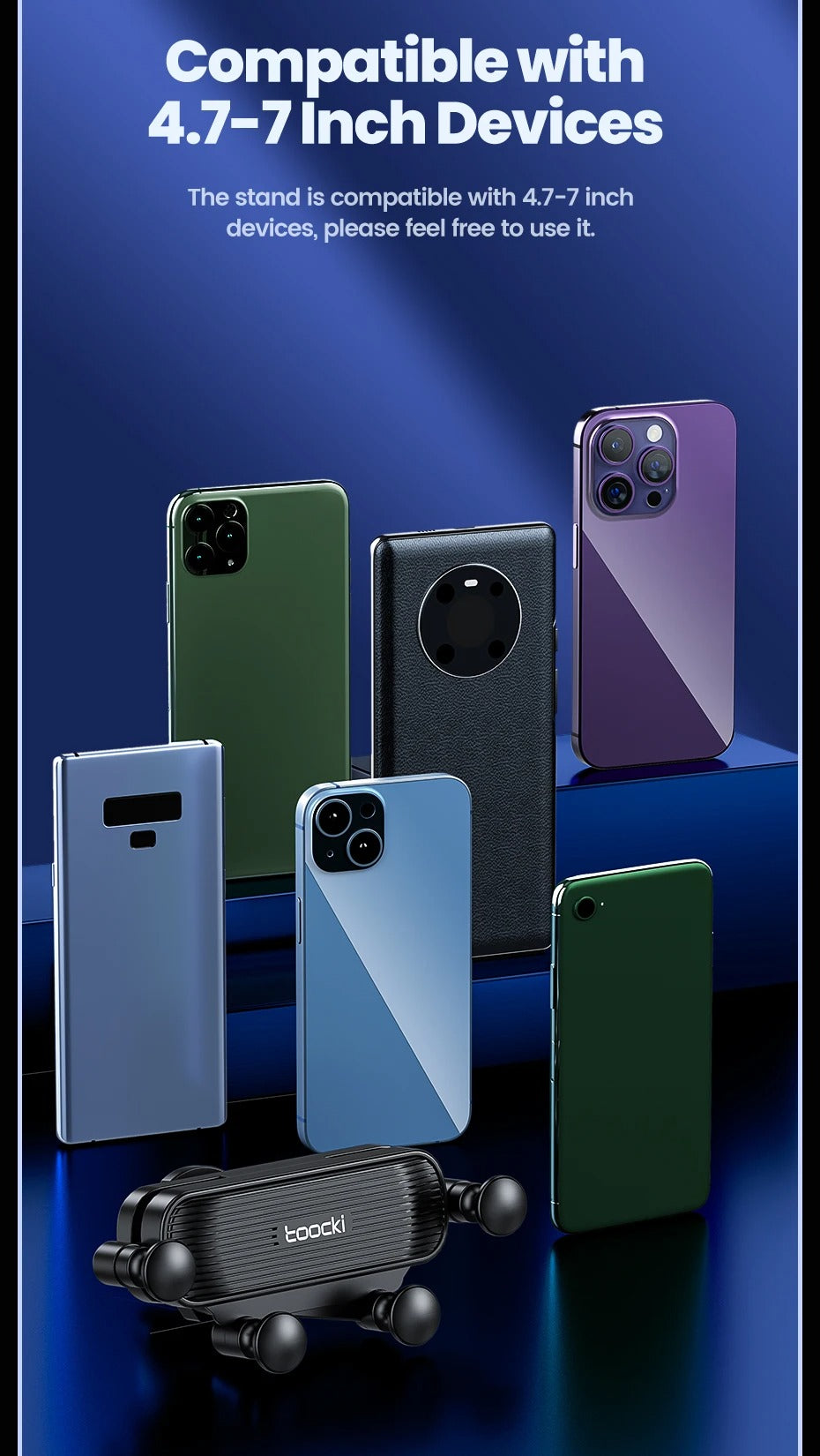 Premium Gravity Car Phone Holder – Dashboard & Air Vent Mount, Auto Lock Bracket, 360° Rotation, Anti-Slip, Universal Fit for 4.7-7" Smartphones