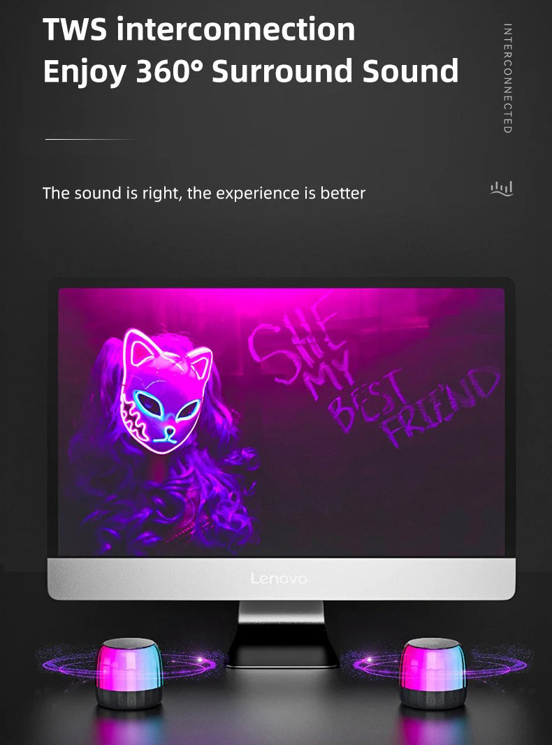 Premium RGB Bluetooth Speaker – Portable Wireless Mini Subwoofer with HiFi Stereo Sound, 360° Surround, TWS Pairing, TF Card, Long Battery Life