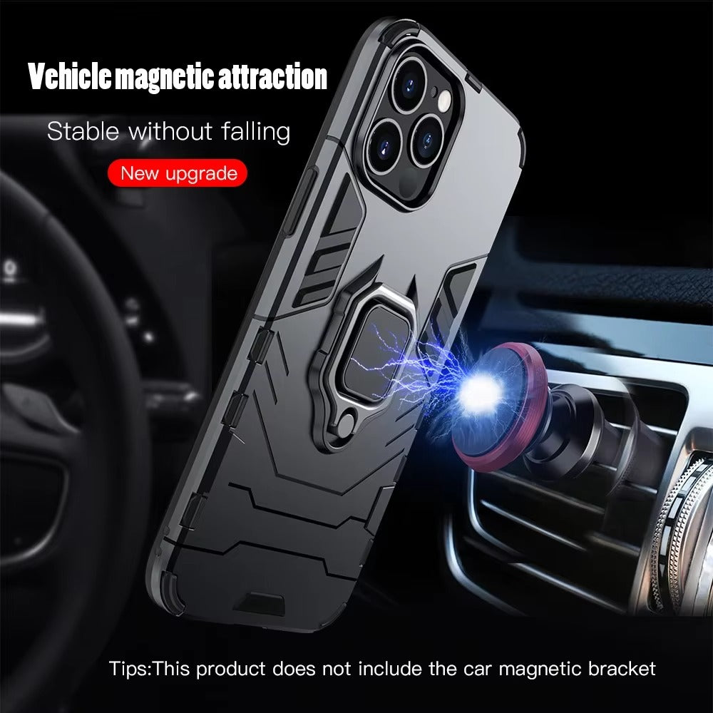 Robust Apple iPhone Case, MagSafe Compatible, Camera Lens and Screen Protection, Ultra Thin, Shockproof, Magnetic, Full All Around Protection, Armor Ring Stand Cover