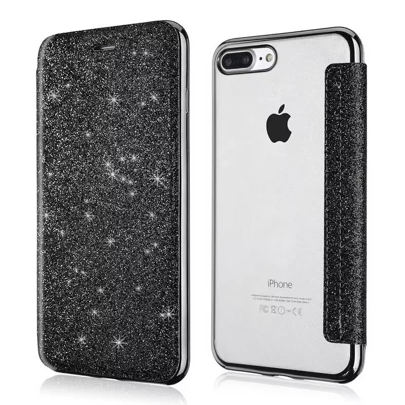 Luxury Apple iPhone Case, MagSafe Compatible, Camera Lens and Screen Protection, Ultra Thin, Shockproof, Magnetic, Full All Around Protection, Glitter Flip Wallet Cover