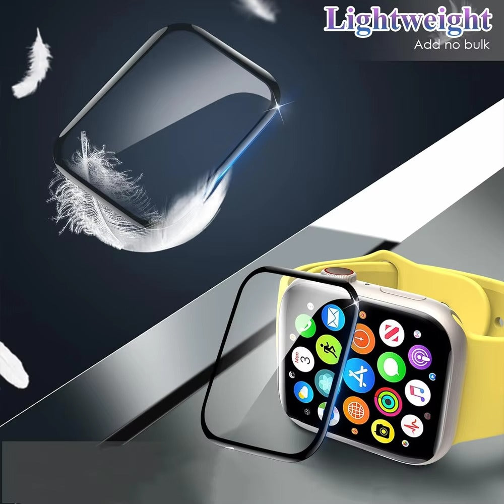 Premium 3D Full Cover Tempered Glass Screen Protector for Apple Watch – Anti-Fingerprint, Shockproof Case Bundle 38mm–49mm