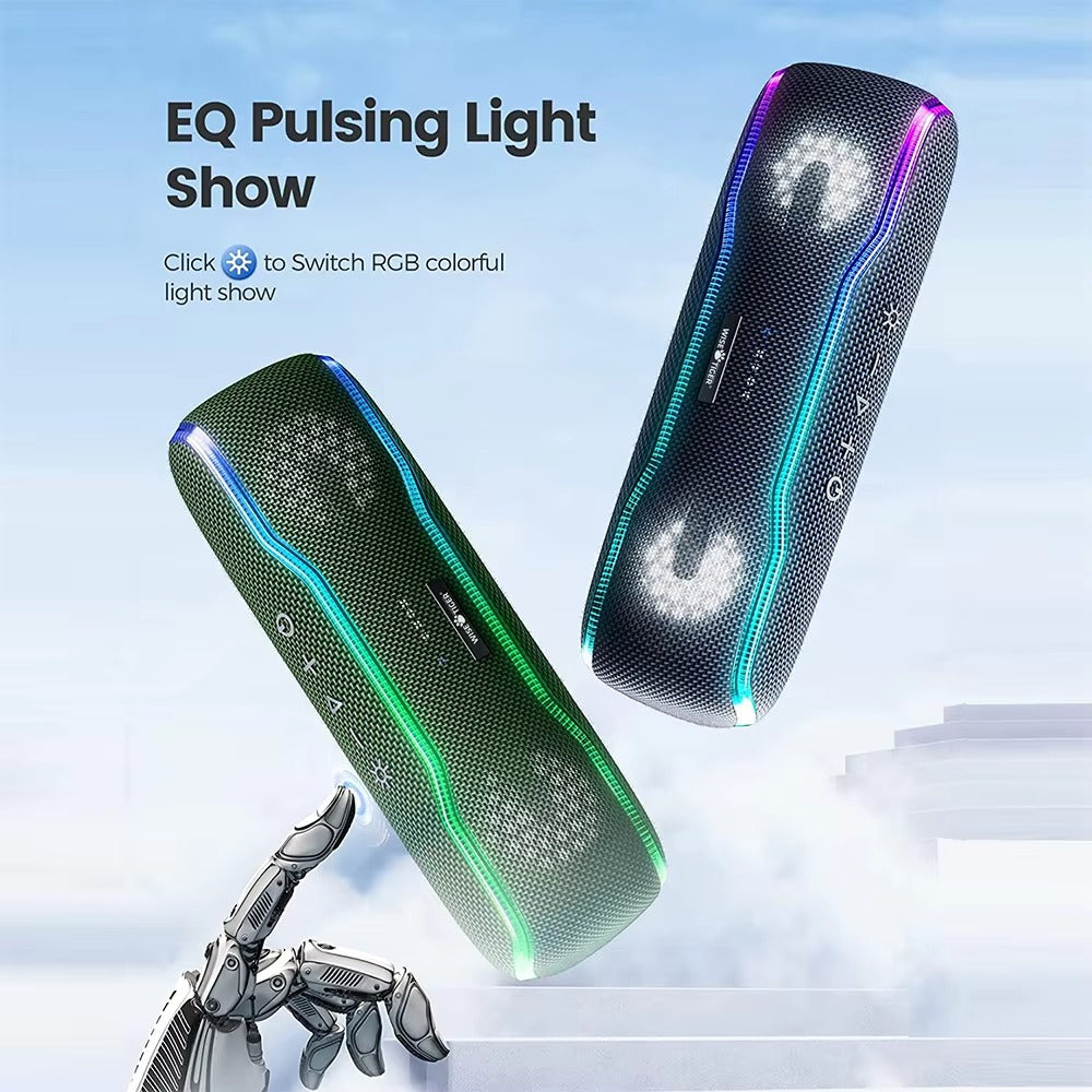 Premium Portable Bluetooth Speaker – IPX7 Waterproof Outdoor Sound Box with 25W Stereo Output, Colorful LED Lights