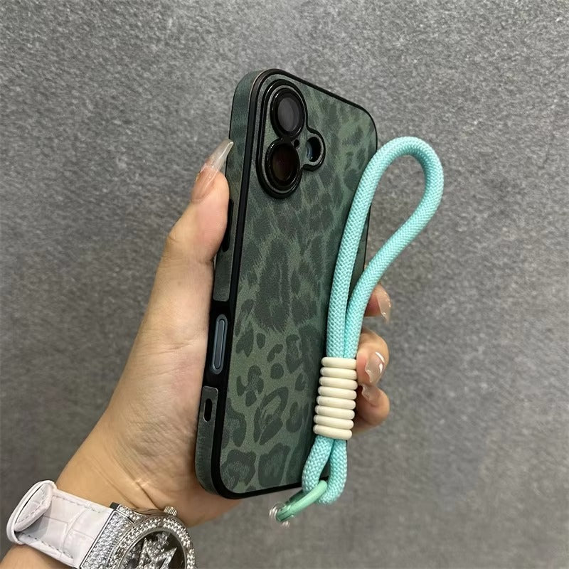 Luxury Apple iPhone Case MagSafe Compatible, Camera Lens & Screen Protection, Ultra Thin Shockproof Magnetic Full All Around Protection Cover with Wrist Strap & Leopard Design