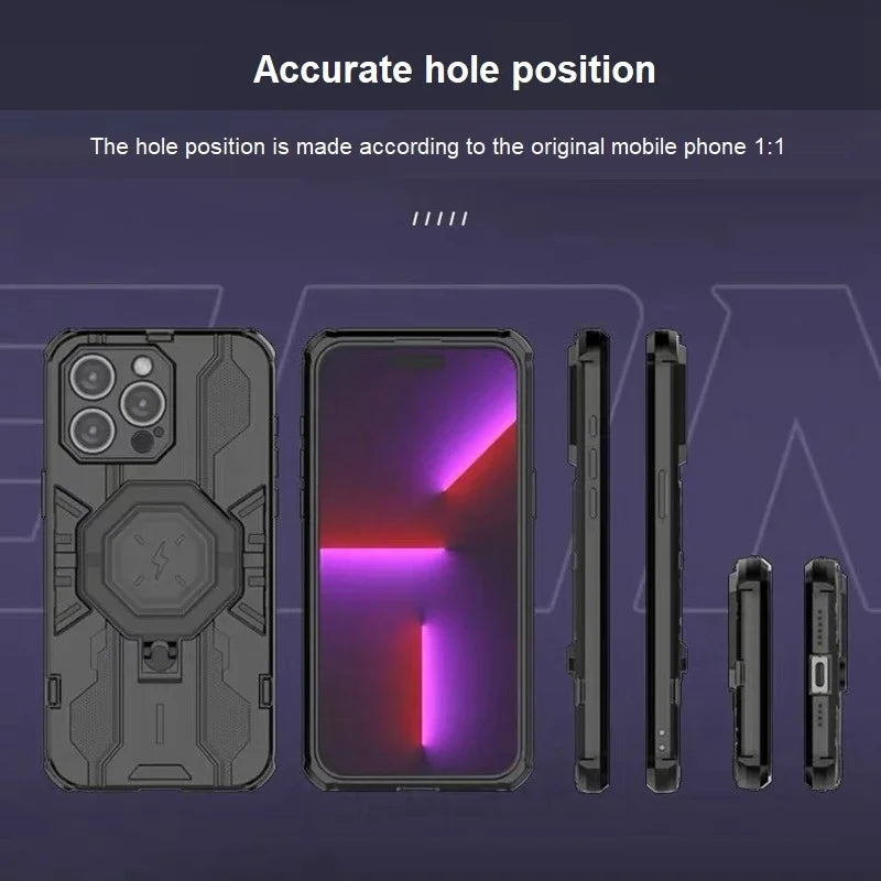 KEYSION MagSafe Shockproof iPhone Case – Ring Stand with Camera Protection, Durable Phone Cover for iPhone Models