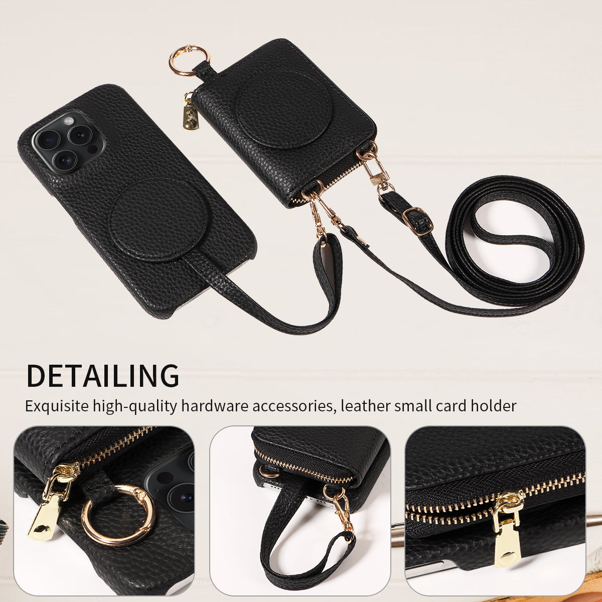 Premium High-Quality Magnetic Wallet iPhone Case – Detachable Design, Lashing Functionality, Stylish & Durable Protection