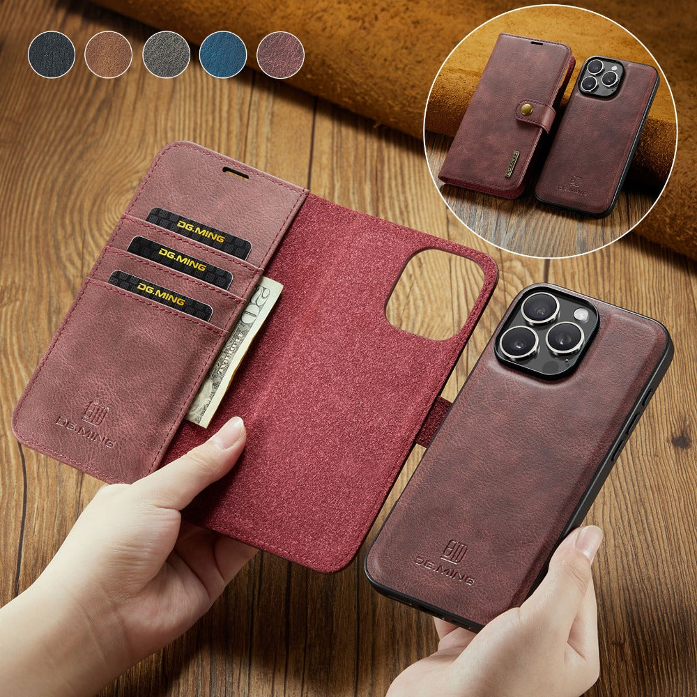 Premium Detachable Magnetic Leather Wallet iPhone Case – Card Holder, and Stylish Flip Cover for Secure and Convenient Use