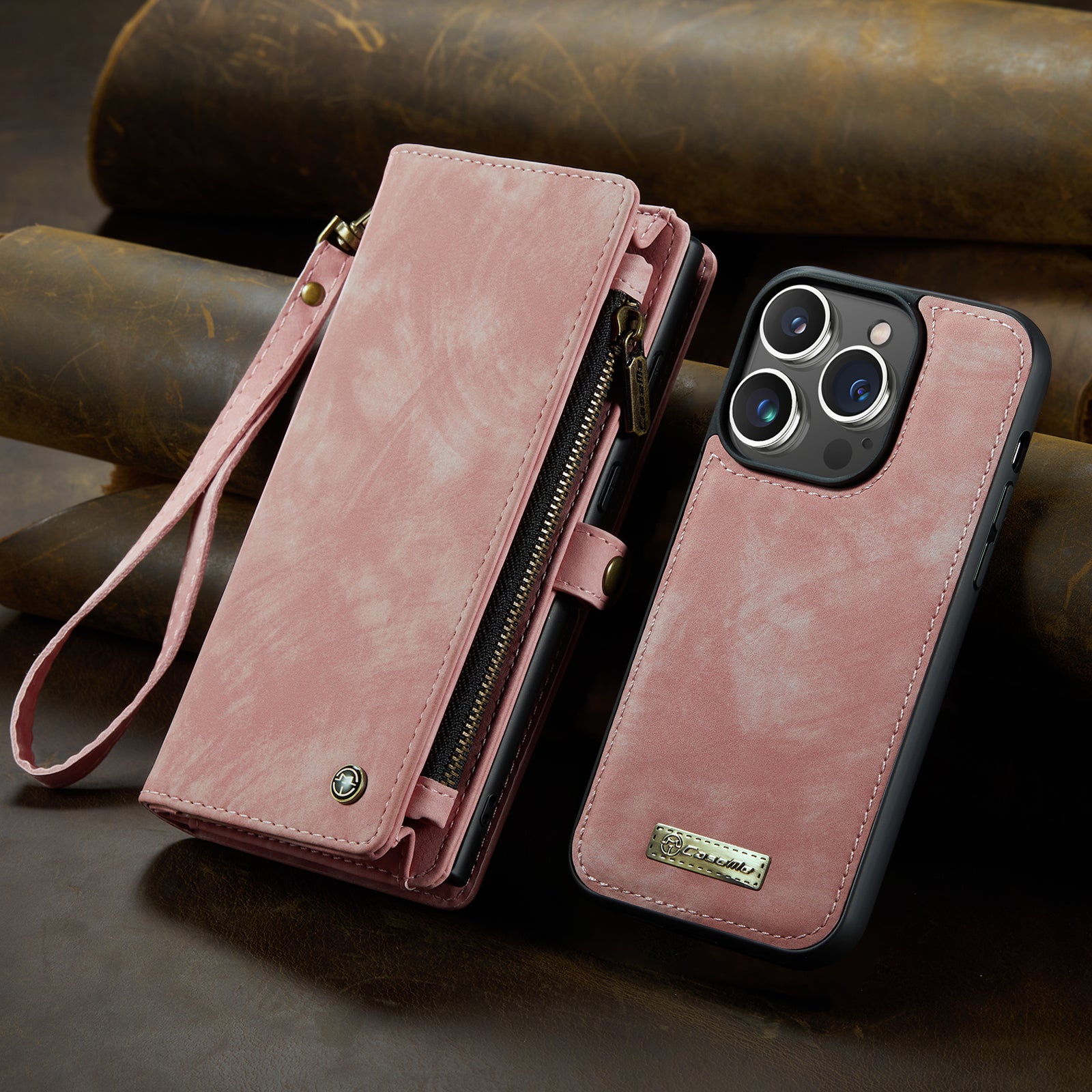 Luxury Detachable Leather Wallet iPhone Case – Multi-Function Zipper Flip Cover, Card Holder, Shockproof Protection, Magnetic Closure for iPhone